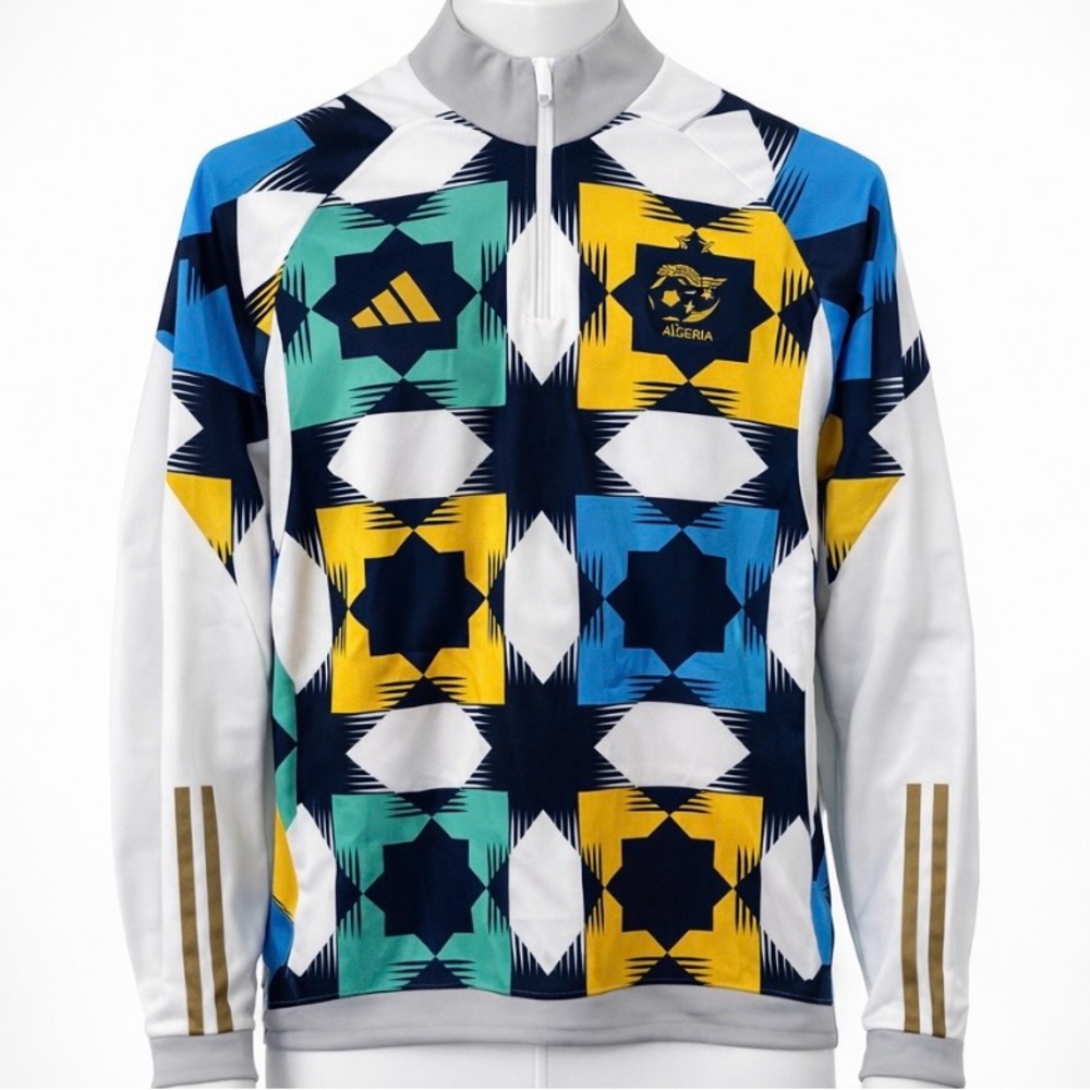 Adidas Algeria World Cup Soccer Quarter Zip Graphic Training Jersey Top M